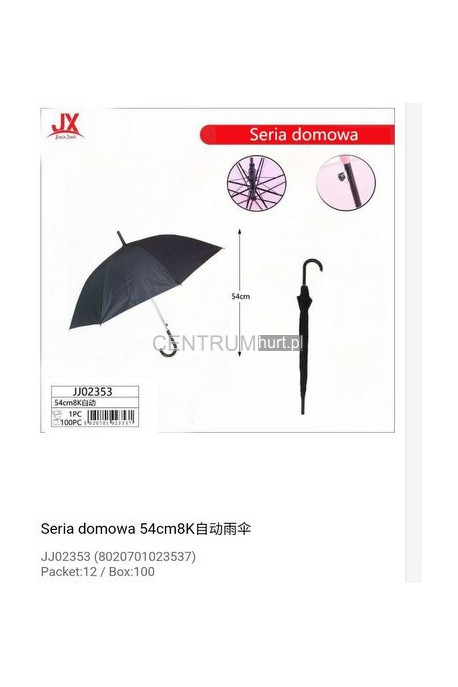 Parasol laska czarny 54 cm 8 drutów 02353